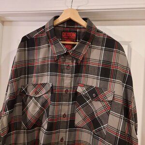 Dixxon Flannel Shirt Mens 5X 5XL Gray Red Boneless Anniversary Edition Pre Pleat